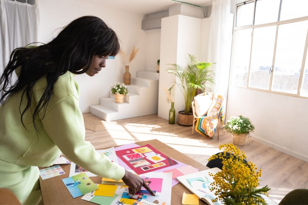 woman working on a creative project