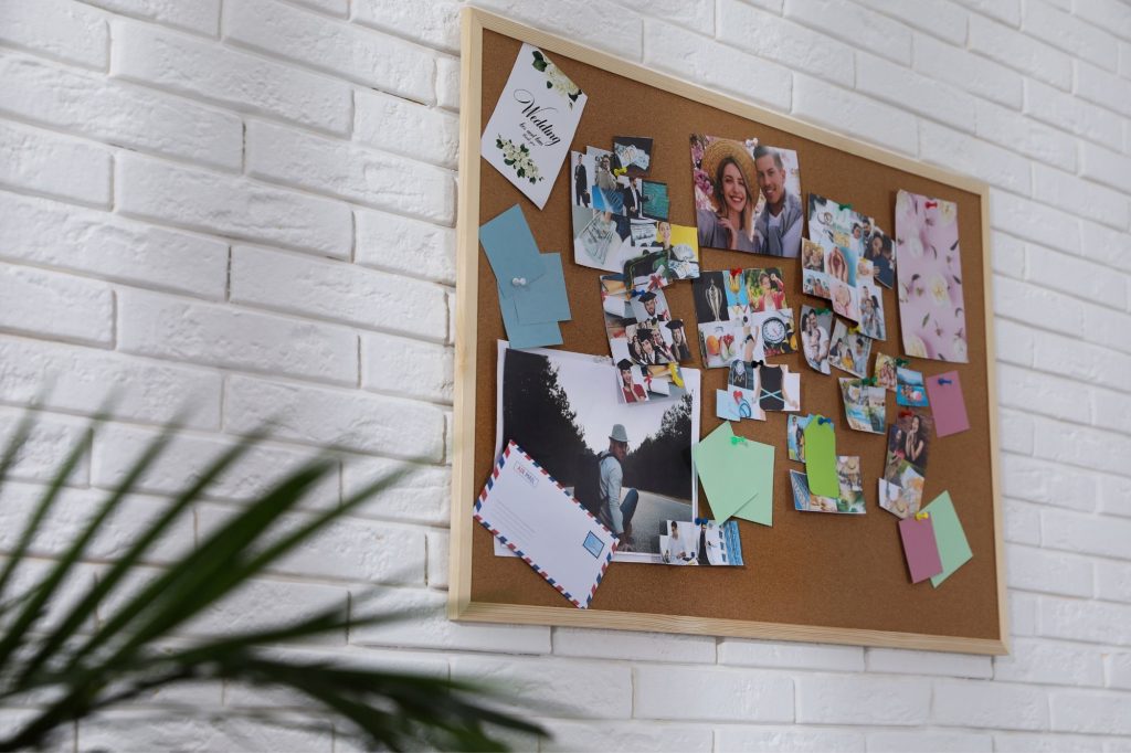 vision board hanging on interior wall