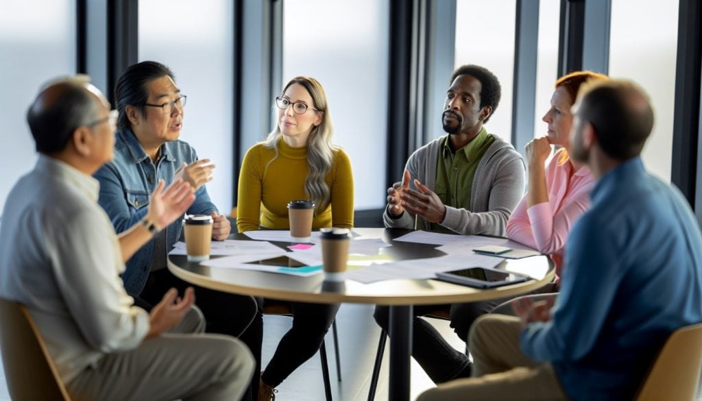 group of professionals sharing their goals with each other